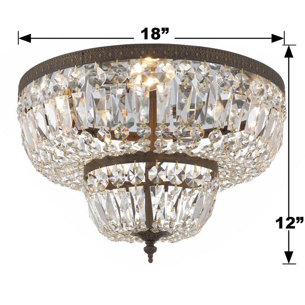 Crystorama 4 Light Spectra Crystal English Bronze Flush Mount Crystorama
