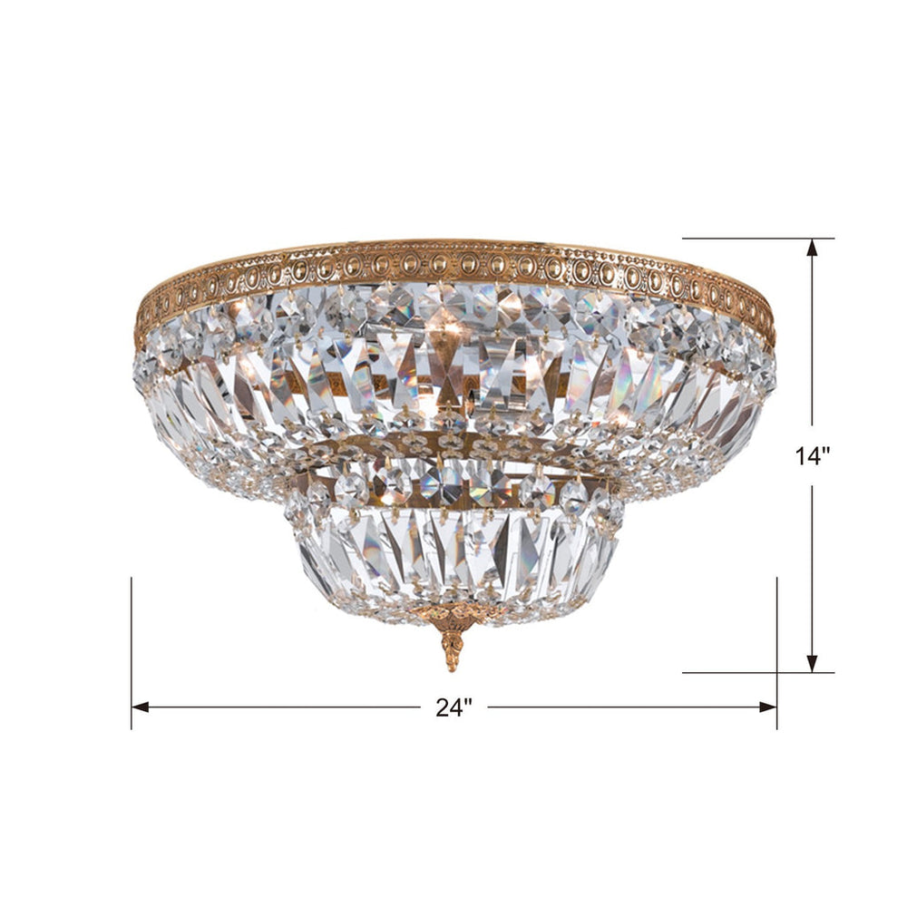 Crystorama 6 Light Spectra Crystal Olde Brass Flush Mount Crystorama