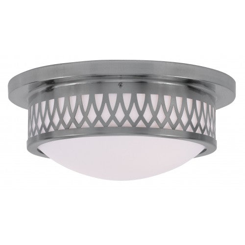 2 Light Brushed Nickel Ceiling Mount Livex