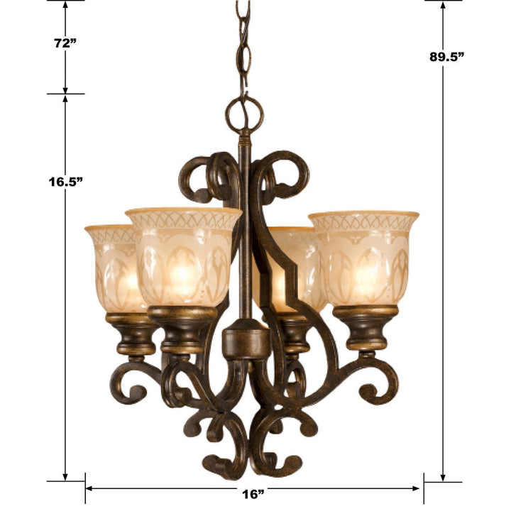 Crystorama Crystorama Norwalk 4 Light Bronze Umber Mini Chandelier