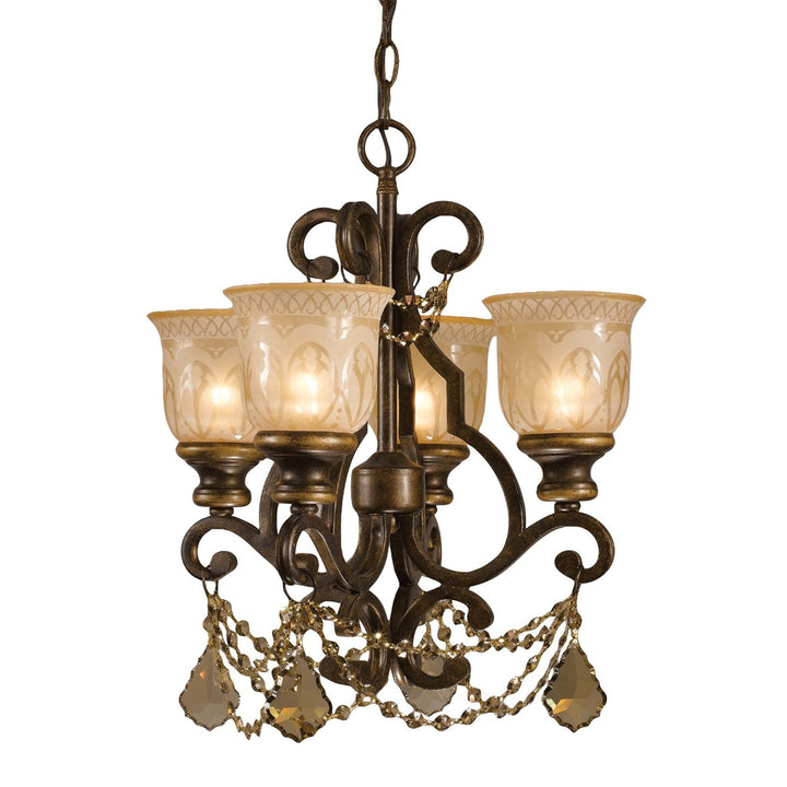 Crystorama Crystorama Norwalk 4 Light Golden Teak Hand Cut Crystal Bronze Umber Mini Chandelier