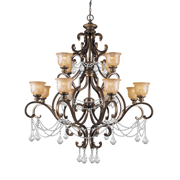 Crystorama Crystorama Norwalk 12 Light Hand Cut Crystal Bronze Umber Chandelier