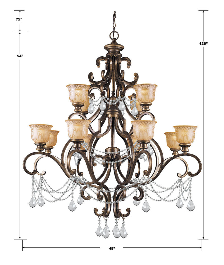 Crystorama Crystorama Norwalk 12 Light Hand Cut Crystal Bronze Umber Chandelier