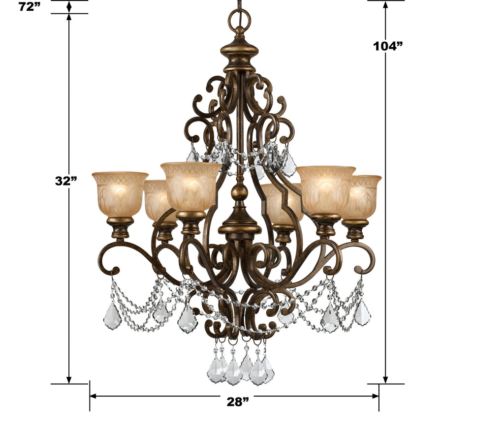 Crystorama Crystorama Norwalk 6 Light Hand Cut Crystal Bronze Umber Chandelier