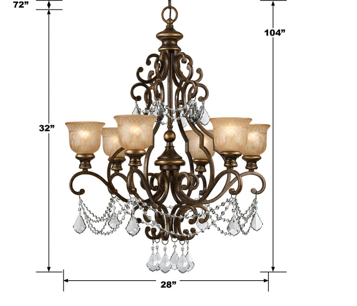 Crystorama Crystorama Norwalk 6 Light Hand Cut Crystal Bronze Umber Chandelier