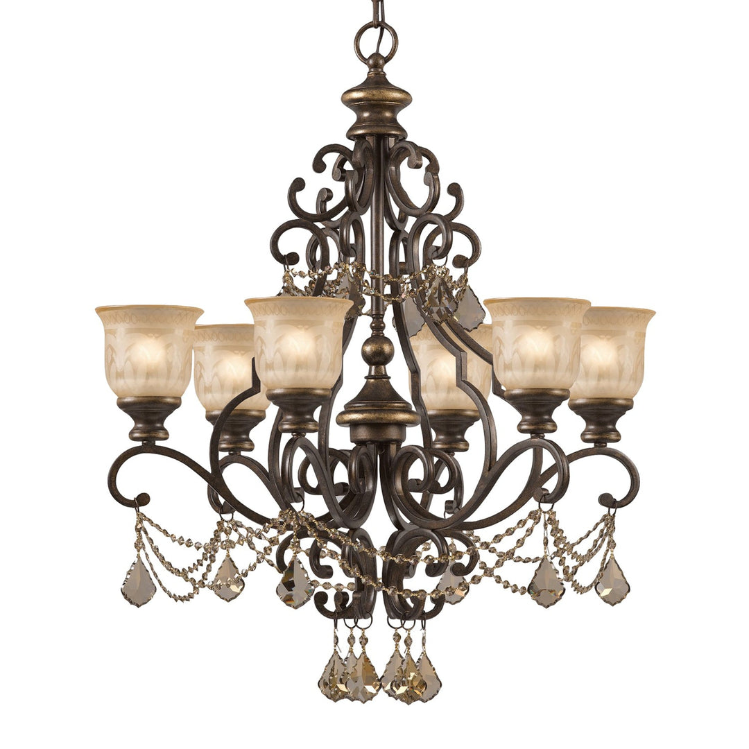 Crystorama Crystorama Norwalk 6 Light Golden Teak Hand Cut Crystal Bronze Umber Chandelier