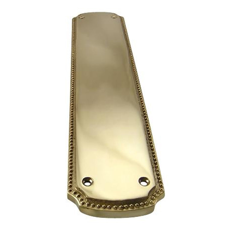 11 1/2 Inch Solid Brass Beaded Push & Plate COPPER MOUNTAIN HARDWARE