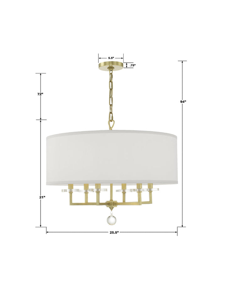 Crystorama Crystorama Paxton 6 Light Aged Brass Chandelier