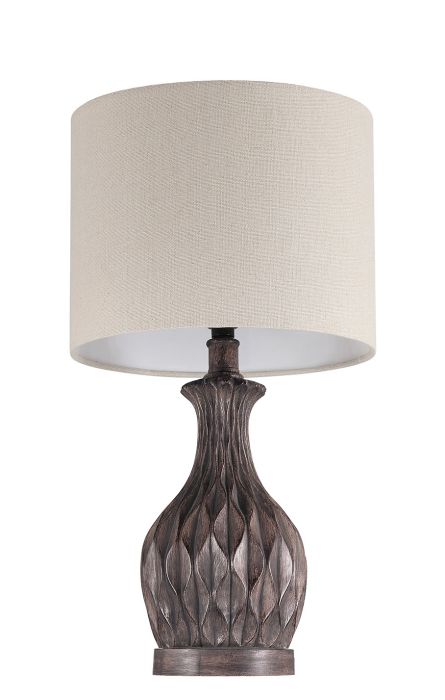 ##Antique Hardware## 1 Light Resin Base Table Lamp in Carved Painted Brown (2 Pack)