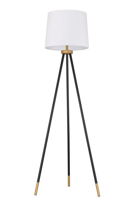 ##Antique Hardware## 1 Light Metal Tri-Pod Base Floor Lamp in Painted Black/Gold