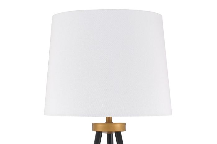 ##Antique Hardware## 1 Light Metal Tri-Pod Base Floor Lamp in Painted Black/Gold