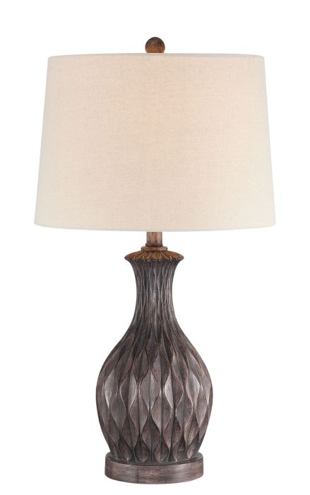 ##Antique Hardware## 1 Light Resin Base Table Lamp in Carved Painted Brown