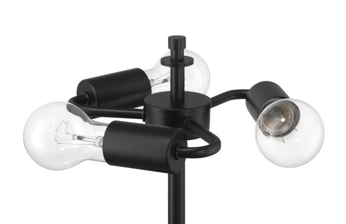##Antique Hardware## 3 Light Table Lamp in Flat Black