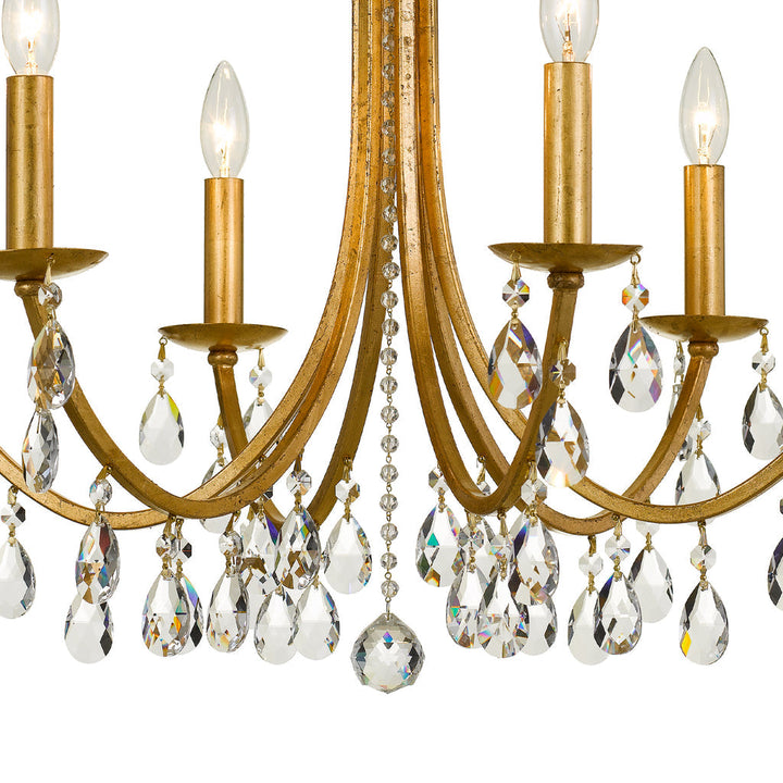 Crystorama Crystorama Bridgehampton 6 Light Hand Cut Crystal Antique Gold Chandelier