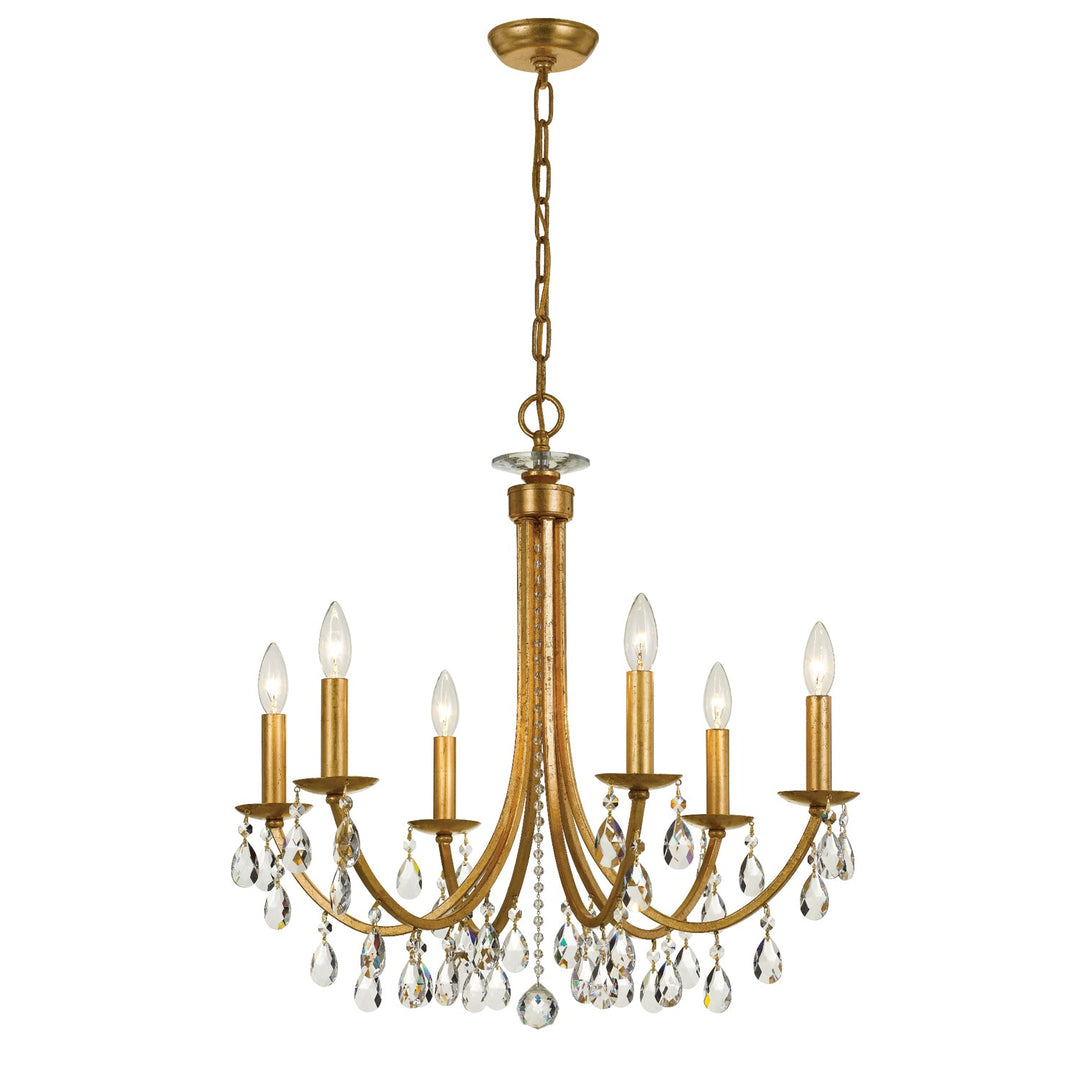 Crystorama Crystorama Bridgehampton 6 Light Swarovski Strass Crystal Antique Gold Chandelier