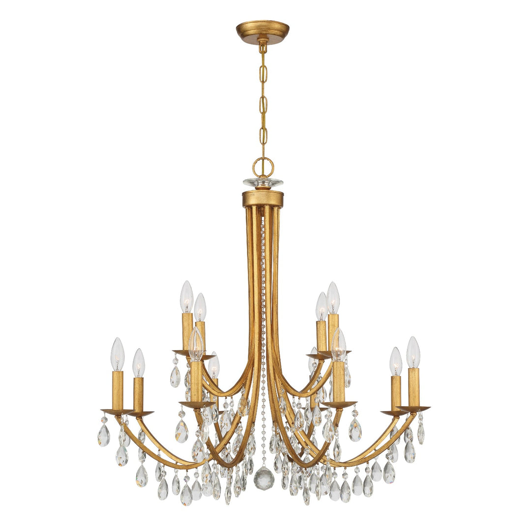 Crystorama Crystorama Bridgehampton 12 Light Spectra Crystal Antique Gold Chandelier