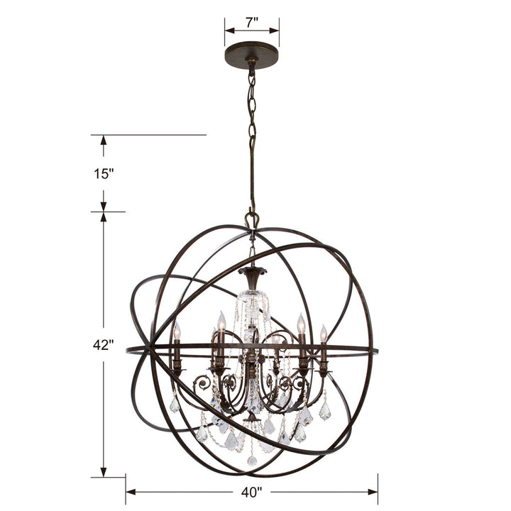 Crystorama Crystorama Solaris 6 Light Spectra Crystal English Bronze Sphere Chandelier