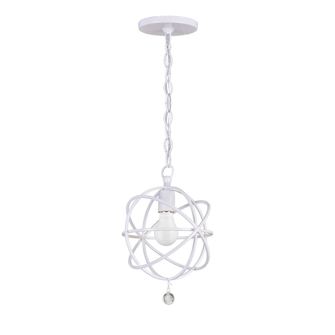 Solaris 1 Light Wet White Mini Pendant Pendant Crystorama