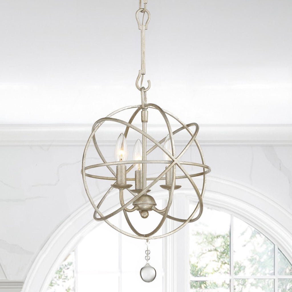 Crystorama Crystorama Solaris 3 Light Olde Silver Mini Chandelier