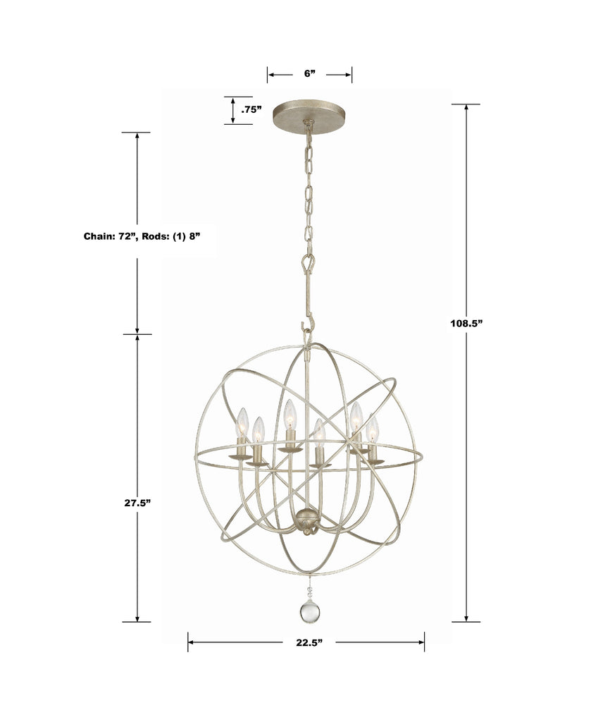 Crystorama Crystorama Solaris 6 Light Olde Silver Sphere Chandelier