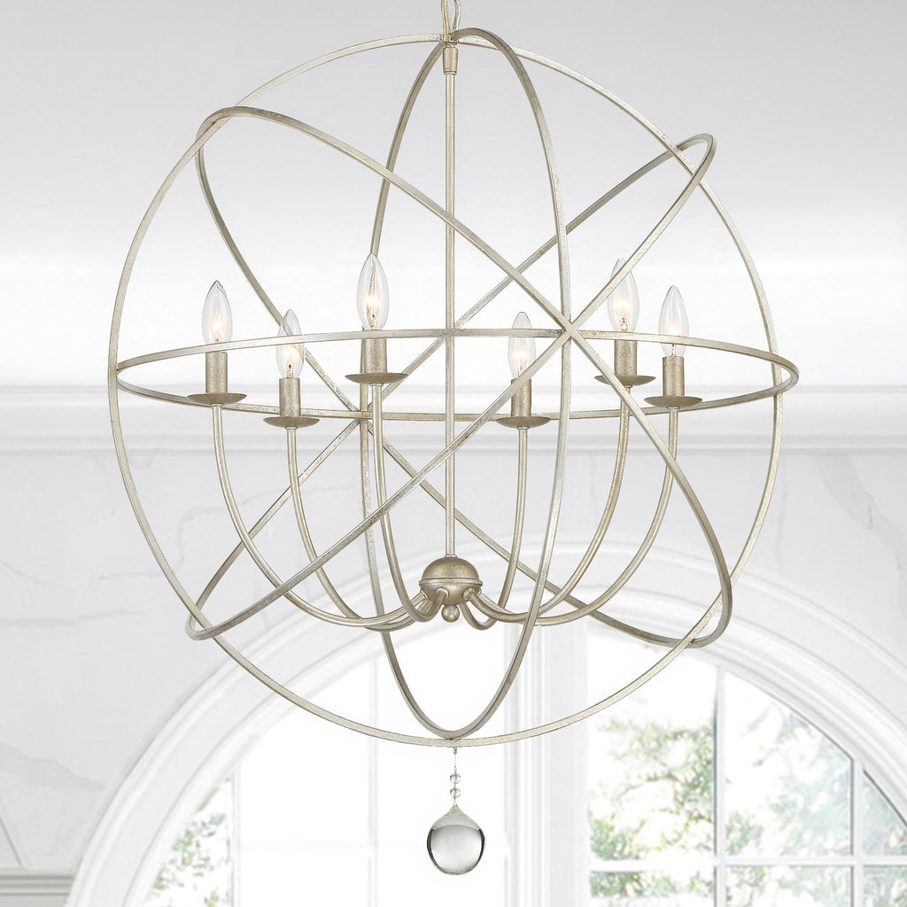 Crystorama Crystorama Solaris 6 Light Olde Silver Sphere Chandelier