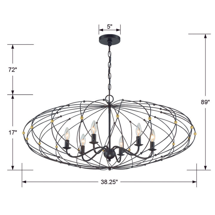 Crystorama Crystorama Zucca 6 Light English Bronze + Antique Gold Chandelier