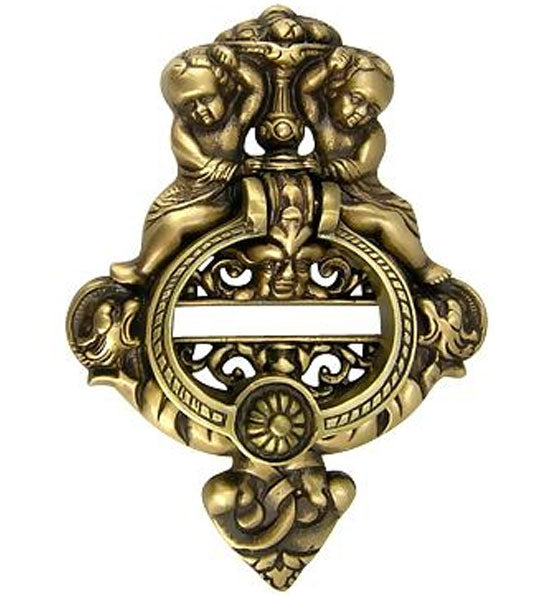 French Empire 10 Inch Brass Cherubs Door Knocker (Several Finishes Available) COPPER MOUNTAIN HARDWARE