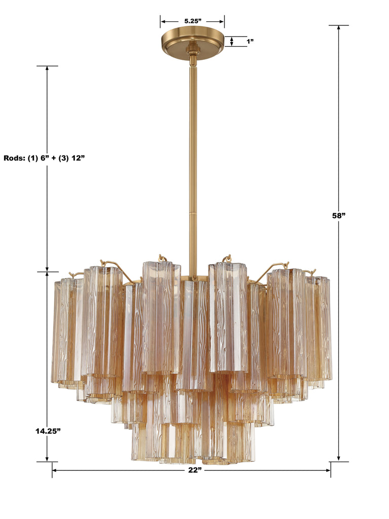 Crystorama Crystorama Addis 9 Light Aged Brass Chandelier