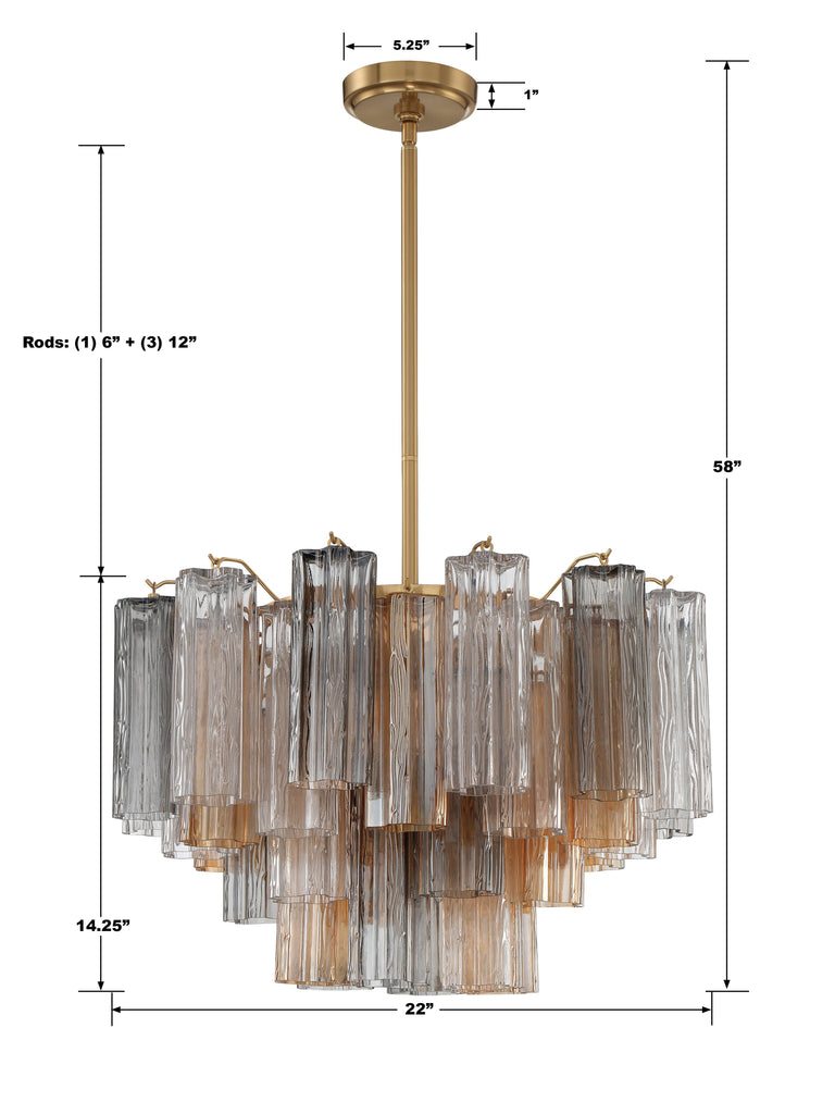 Crystorama Crystorama Addis 9 Light Aged Brass Chandelier