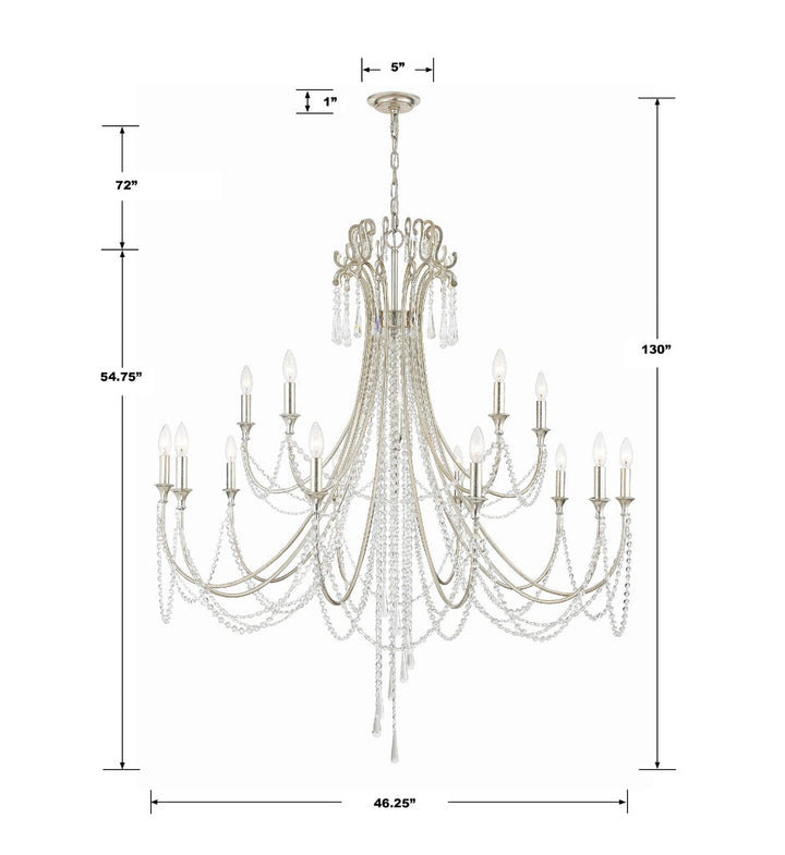 Crystorama Crystorama Arcadia 15 Light Antique Silver Chandelier