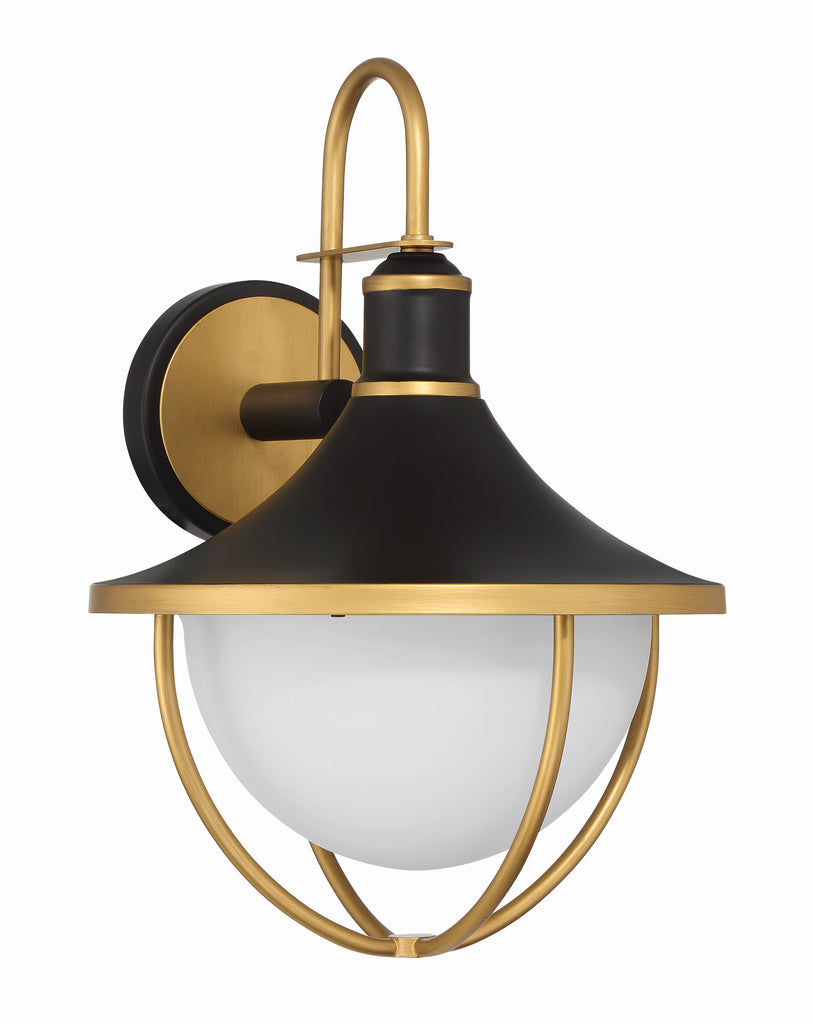 Crystorama Crystorama Atlas 1 Light Matte Black + Textured Gold Outdoor Sconce