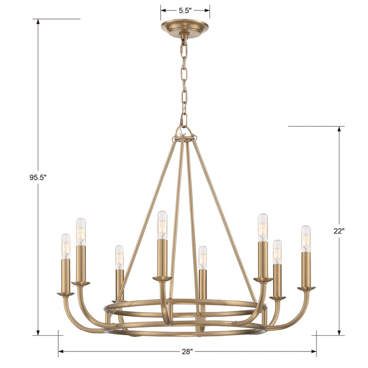Crystorama Crystorama Bailey 8 Light Aged Brass Chandelier