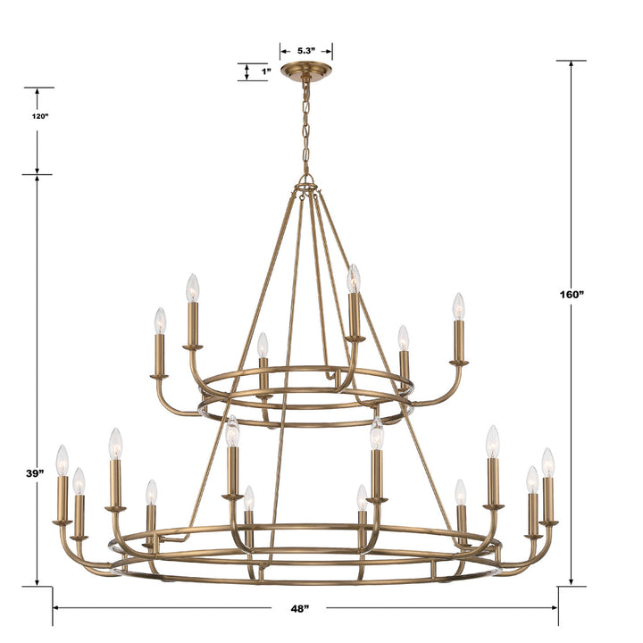 Crystorama Crystorama Bailey 18 Light Aged Brass Chandelier