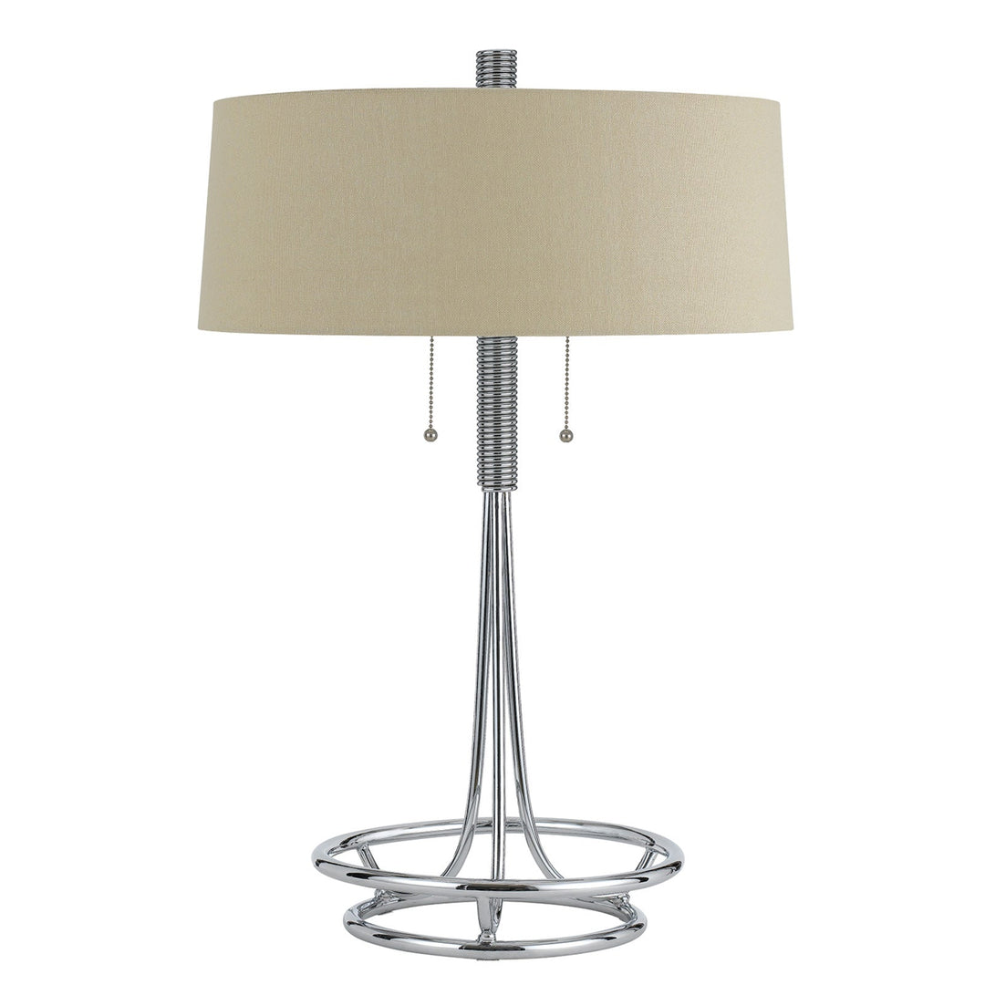 60W X 2 LECCEMETAL  TABLE LAMP WITH BURLAP SHADE Cal Lighting