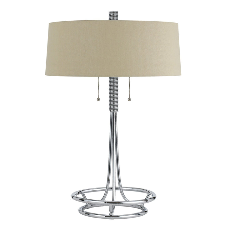 60W X 2 LECCEMETAL  TABLE LAMP WITH BURLAP SHADE Cal Lighting
