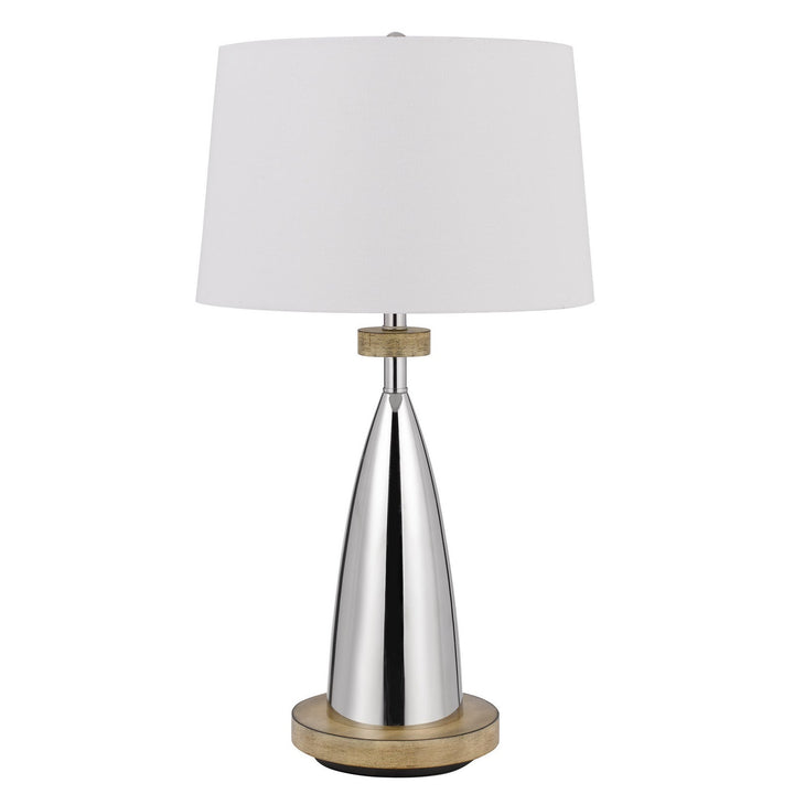 150W 3 WAY LOCKPORT METAL TABLE LAMP WITH FAUX WOOD FINISH Cal Lighting