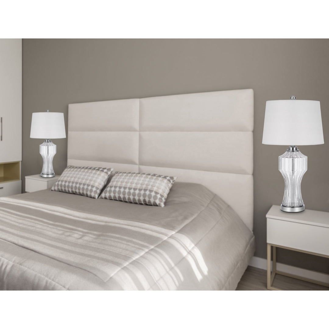 100W 3 WAY RESTON COLUMN GLASS TABLE LAMP Cal Lighting