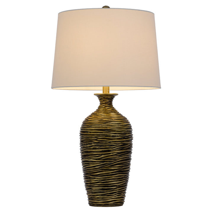 150W 3 WAY AURORA RESIN TABLE LAMP WITH HARDBACK TAPER DRUM FABRIC SHADE (SOLD AS PAIRS) Cal Lighting