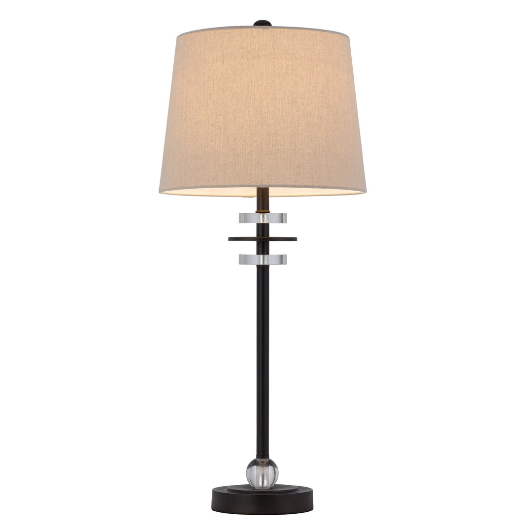 60W SITKA BUFFET LAMP WITH CRYSTAL ACCENT FONT AND HARDBACK TAPER DRUM FABRIC SHADE (SOLD AS PAIRS) Cal Lighting
