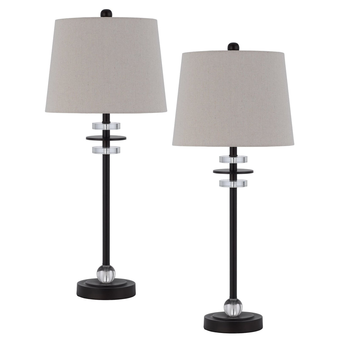60W SITKA BUFFET LAMP WITH CRYSTAL ACCENT FONT AND HARDBACK TAPER DRUM FABRIC SHADE (SOLD AS PAIRS) Cal Lighting