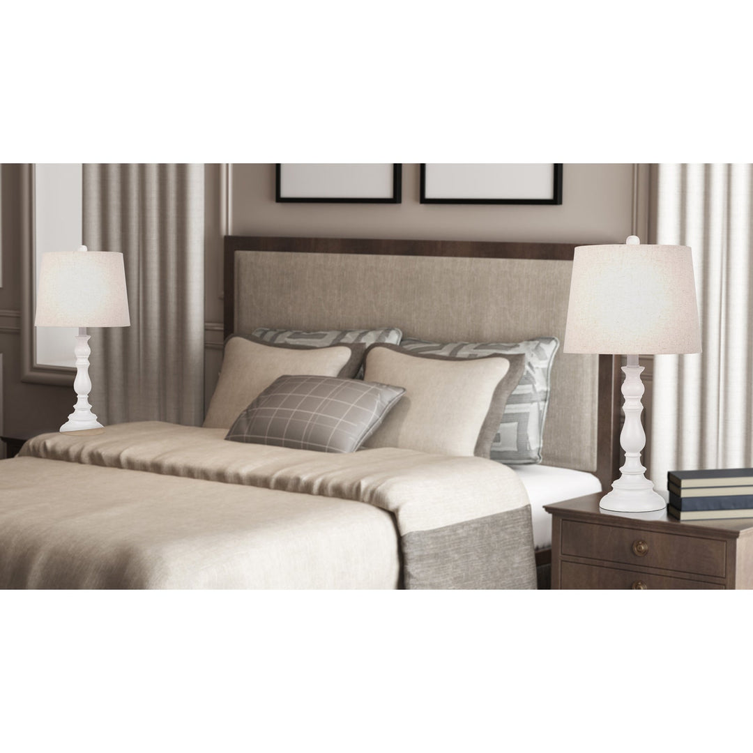 60W CHESTER RESIN TABLE LAMP WITH HARDBACK TAPER DRUM FABRIC SHADE (SOLD AS PAIRS) Cal Lighting