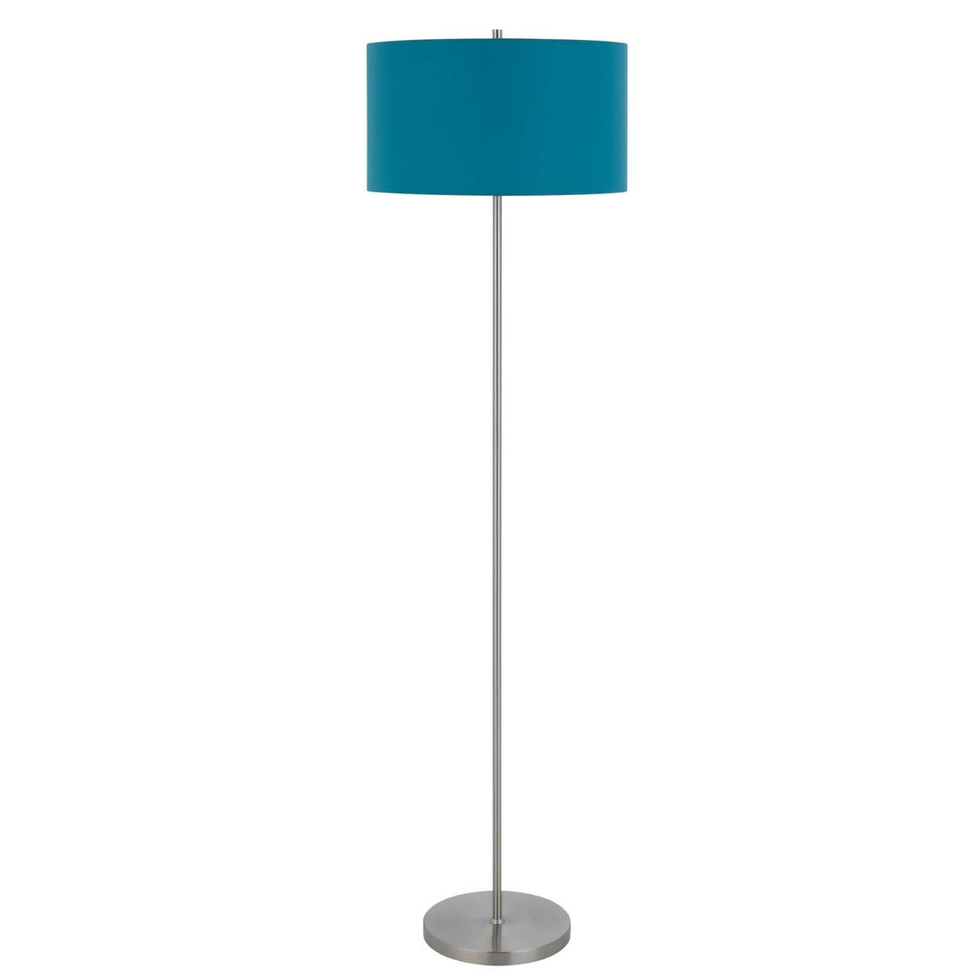 150W 3 WAYT CROMWELL METAL FLOOR LAMP WITH AQUA BLUE LINEN SHADE Cal Lighting