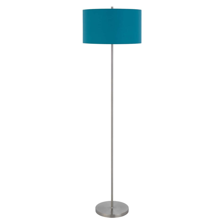 150W 3 WAYT CROMWELL METAL FLOOR LAMP WITH AQUA BLUE LINEN SHADE Cal Lighting