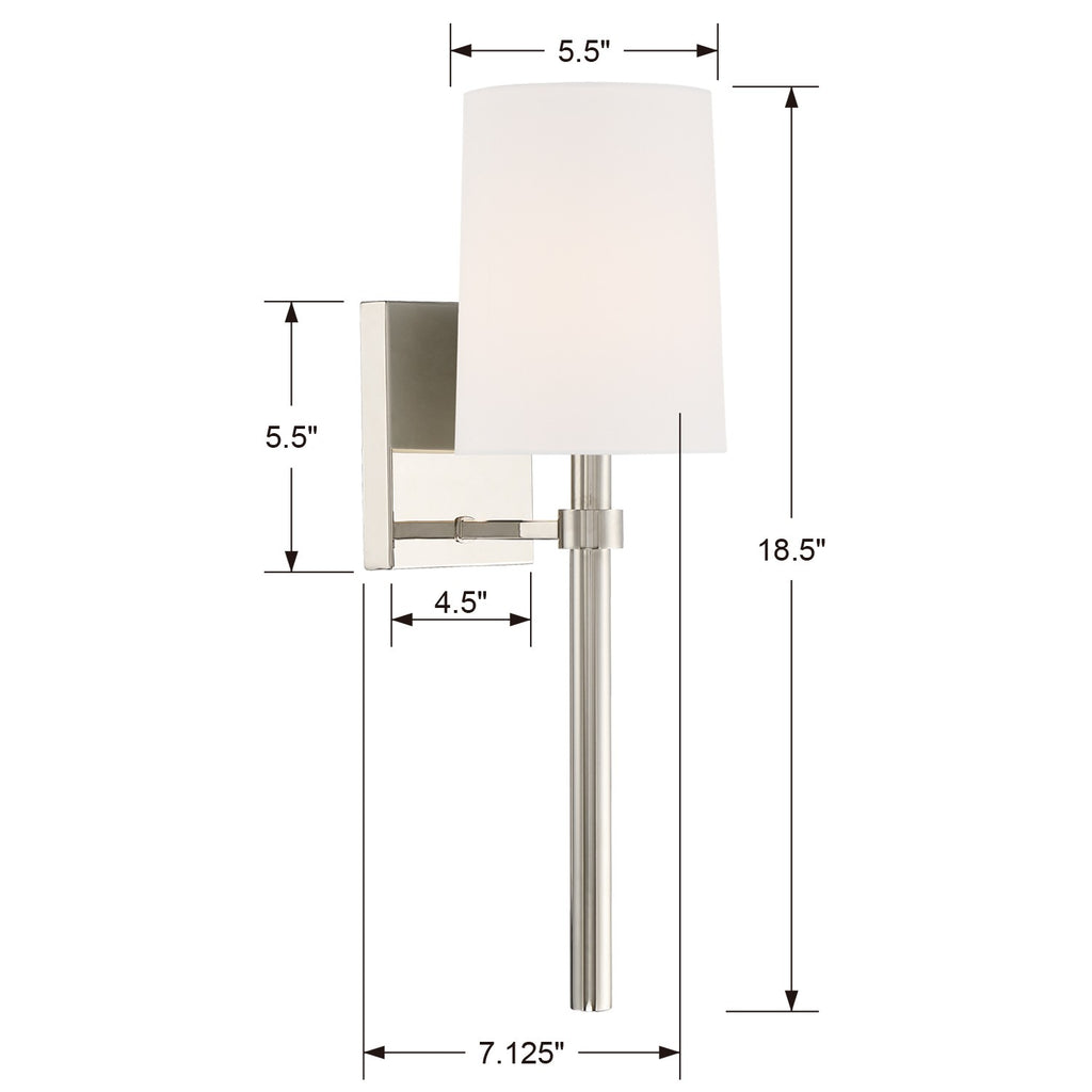 Crystorama Crystorama Bromley 1 Light Polished Nickel Sconce