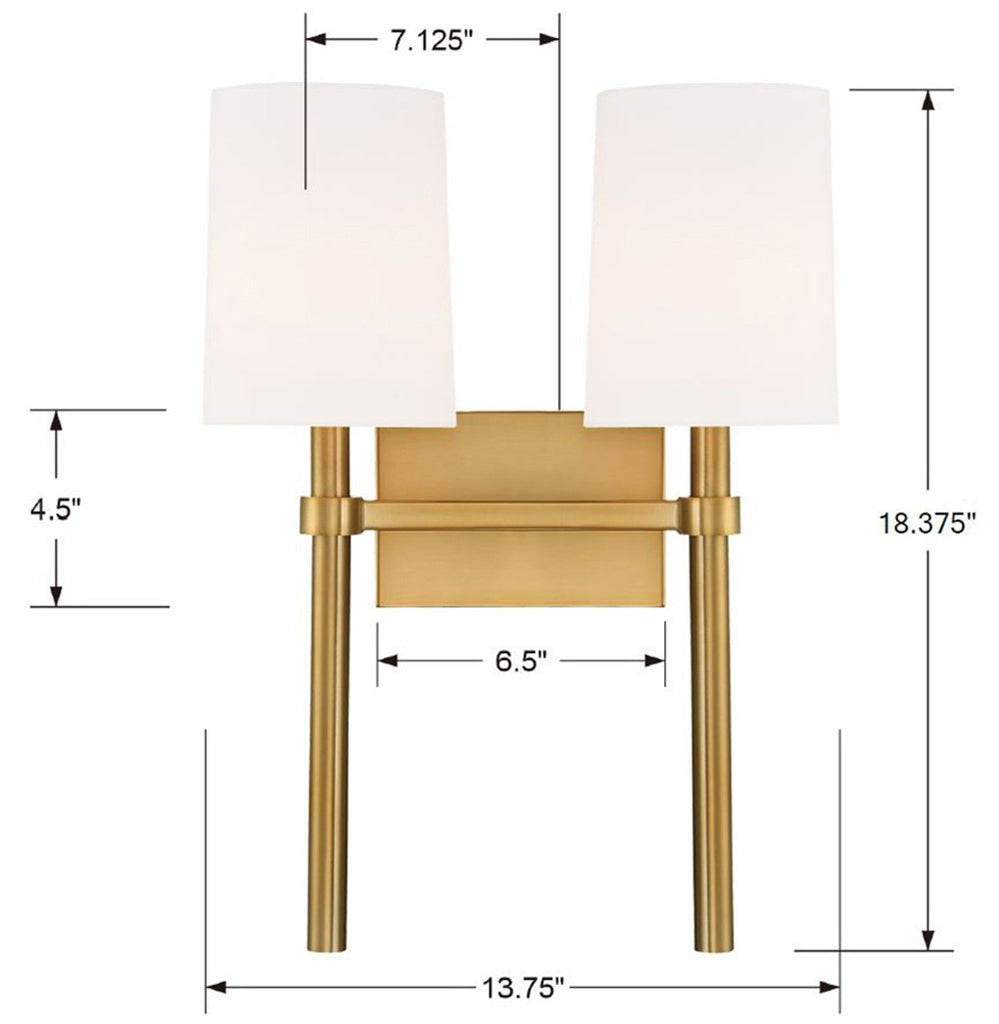 Crystorama Crystorama Bromley 2 Light Vibrant Gold Sconce