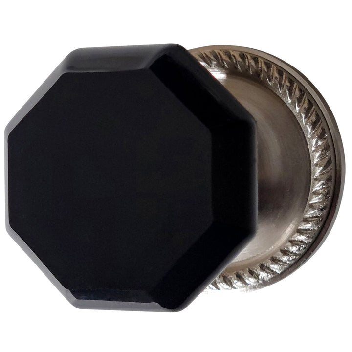 Georgian Roped Rosette with Black Octagon Crystal Door Knobs (Several Finishes Available) COPPER MOUNTAIN HARDWARE
