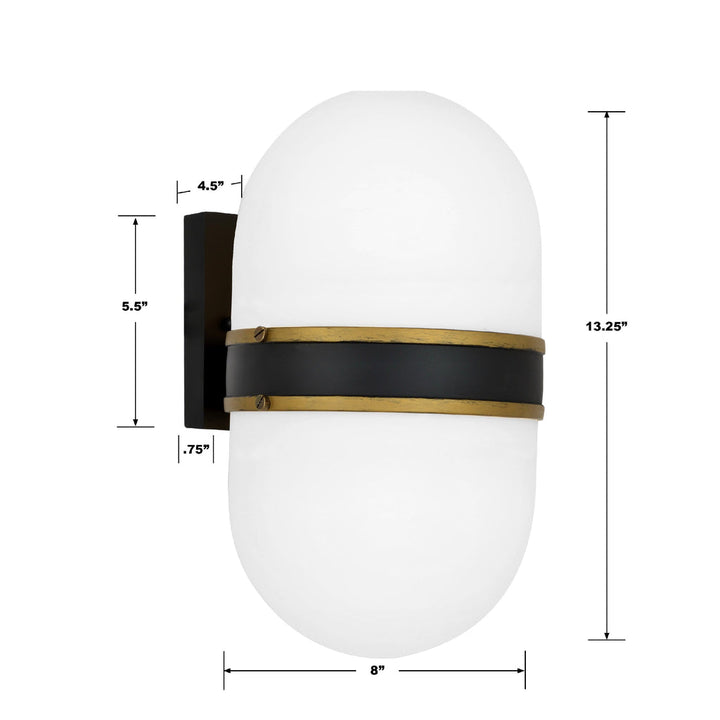 Crystorama Crystorama Brian Patrick Flynn Capsule 2 Light Matte Black + Textured Gold Outdoor Sconce