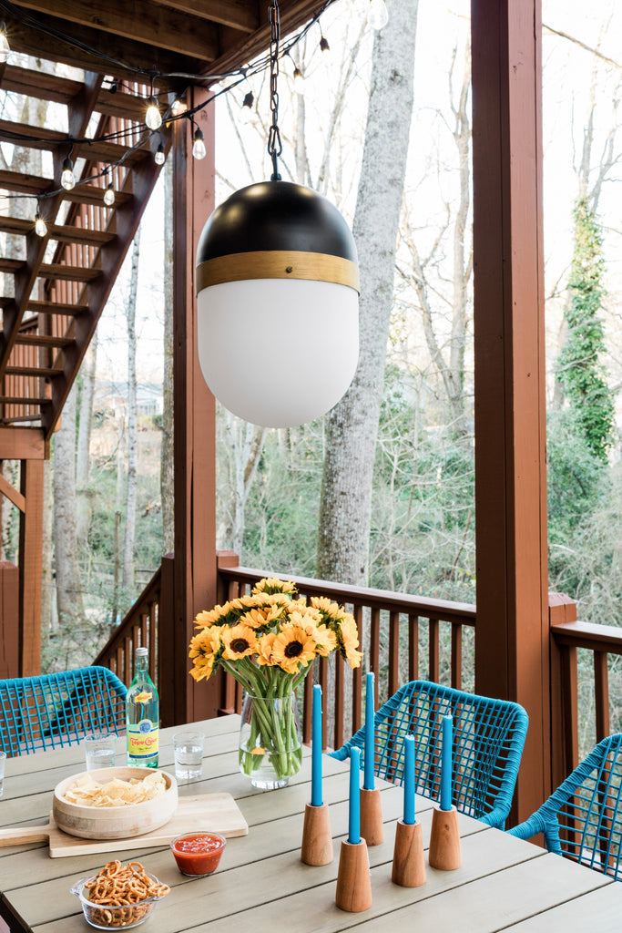 Crystorama Crystorama Brian Patrick Flynn Capsule 3 Light Matte Black + Textured Gold Outdoor Pendant