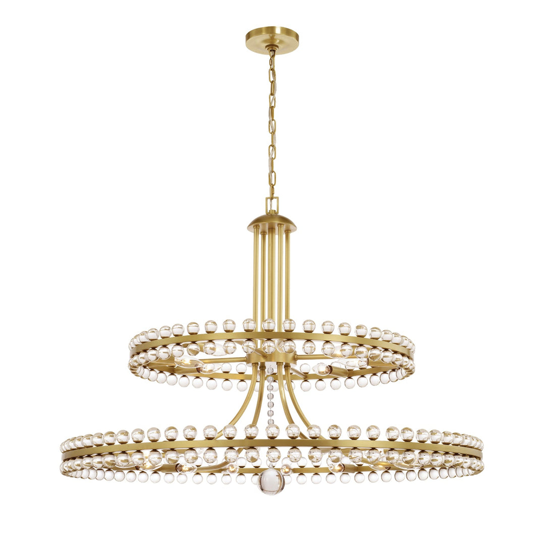 Crystorama Crystorama Clover 24 Light Aged Brass Two-tier Chandelier