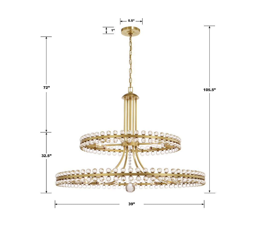 Crystorama Crystorama Clover 24 Light Aged Brass Two-tier Chandelier